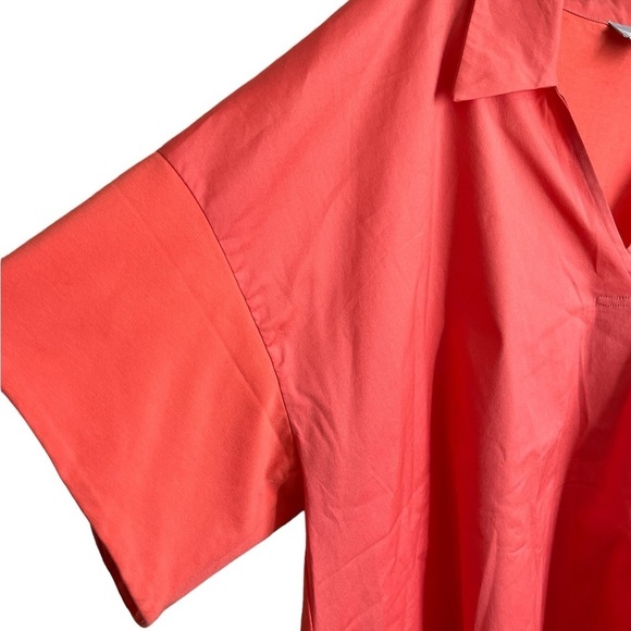 Chico’s Large Coral Mixed Fabric Collared Blouse R5 - Picture 3 of 5